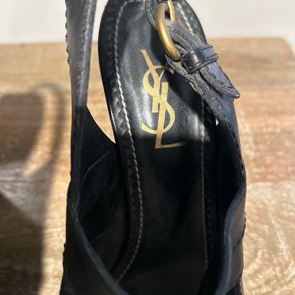 Yves Saint Laurent Black Strappy Heels - Picture 2 of 5